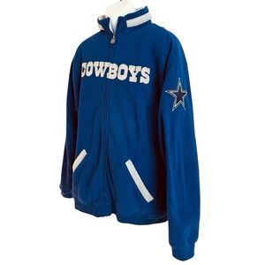 Vintage 90s Dallas Cowboys Jacket XL NFL Pro Line Sherpa Lined Fleece Blue Zip